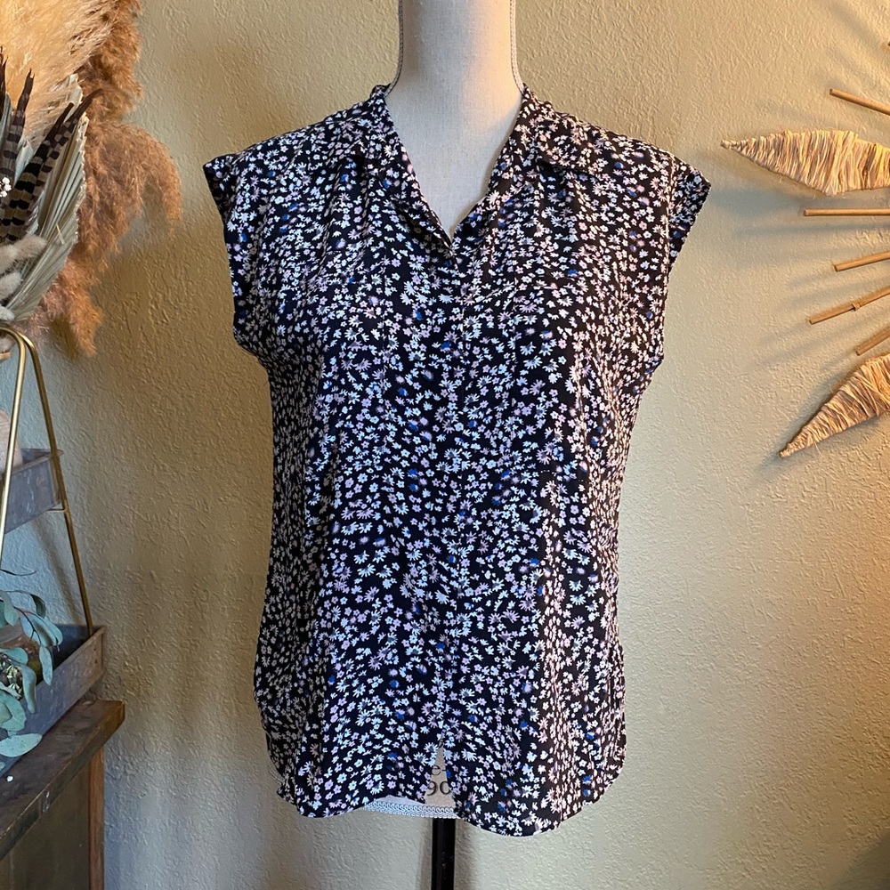 Rebecca Taylor floral print sleeveless blouse L
